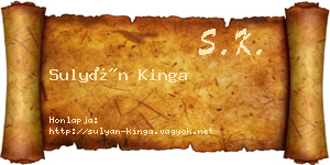 Sulyán Kinga névjegykártya